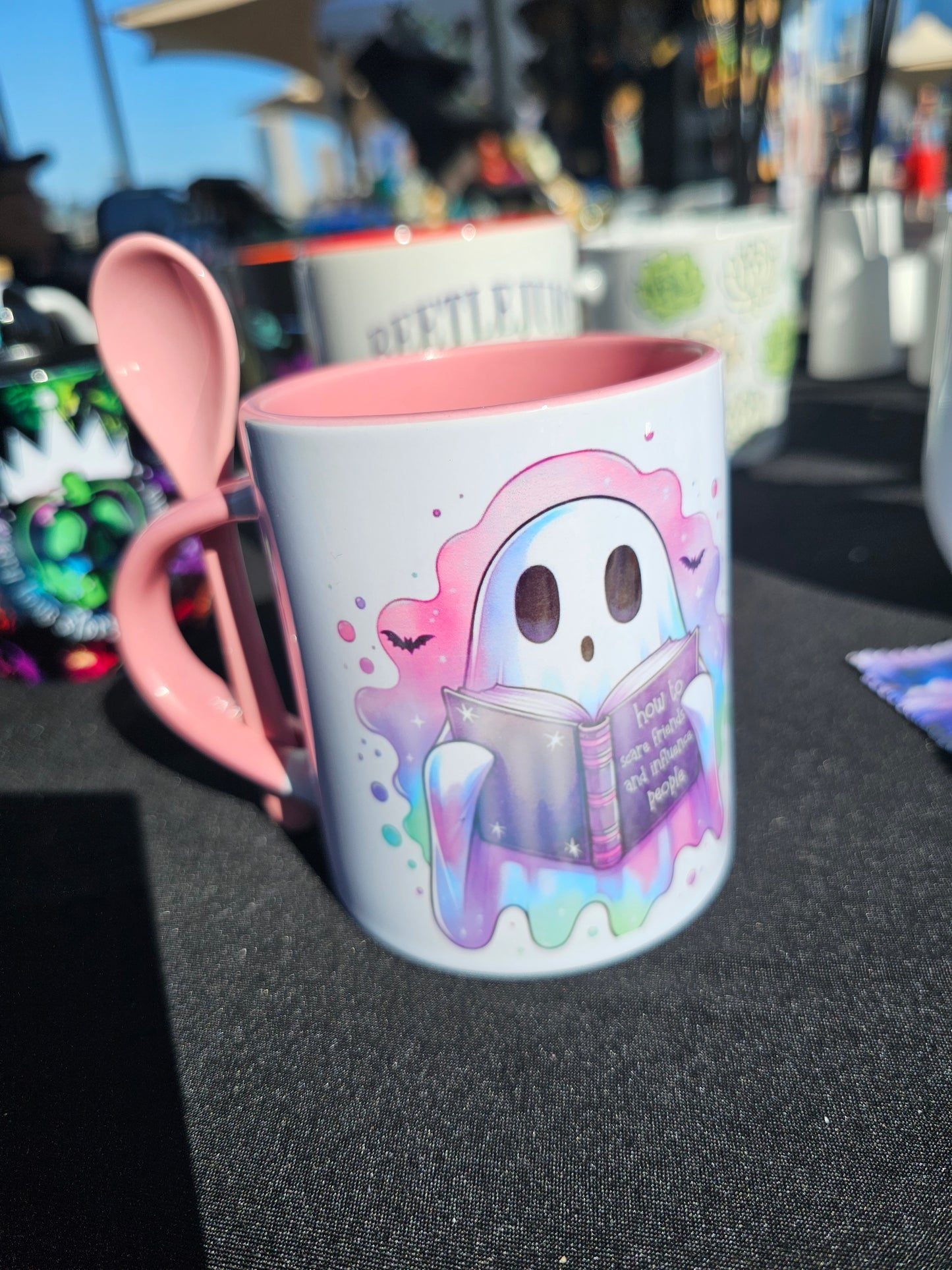 Ghost mug w/ spoon and coaster